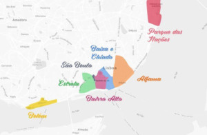 Mapa das principais regiões de Lisboa