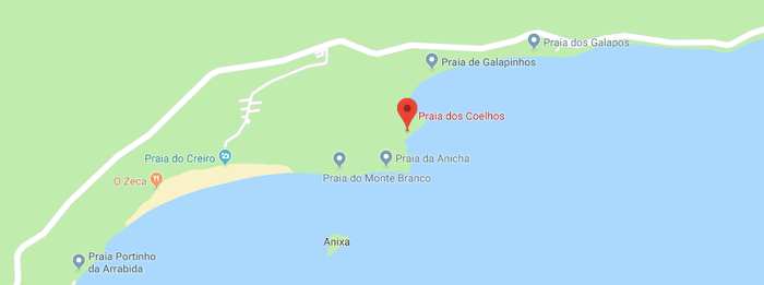 Mapa da Praia dos Coelhos em Setúbal
