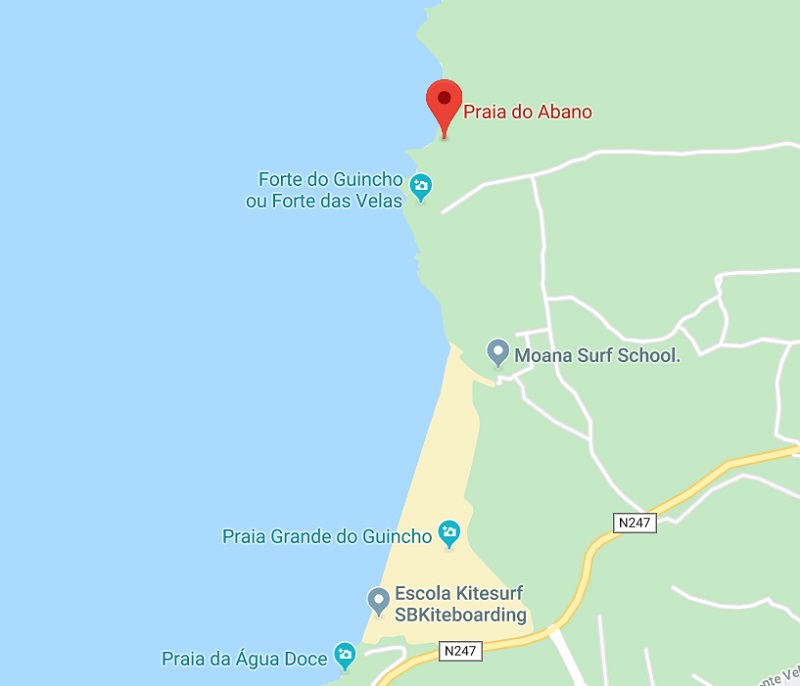 Mapa da Praia do Abano em Sintra