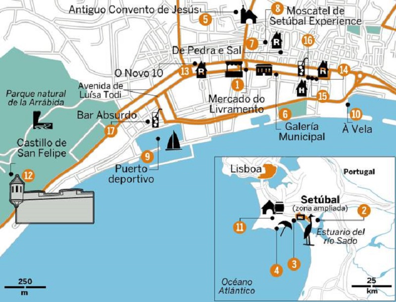 Mapa turístico de Setúbal