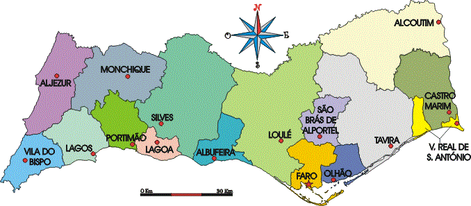 Mapa pelo Algarve