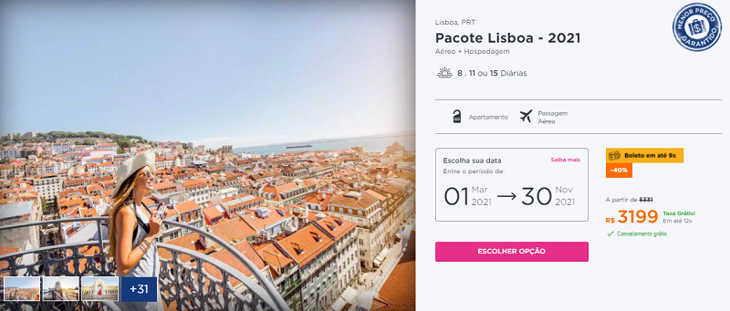 Pacote para Lisboa - Portugal